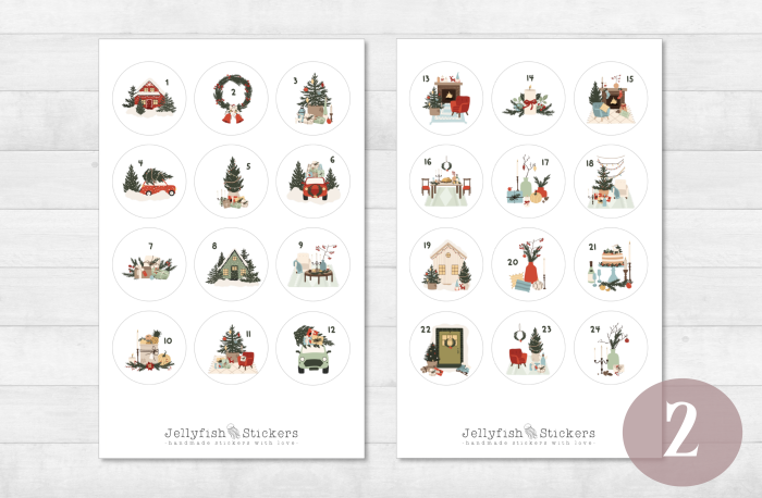 Advent Calendar Numbers Sticker Set